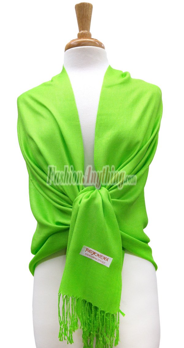 (image for) Lime Green Solid Pashmina Label Scarf