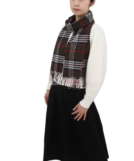 (image for) Woven Cashmere Feel Classic Scarf Dark Brown