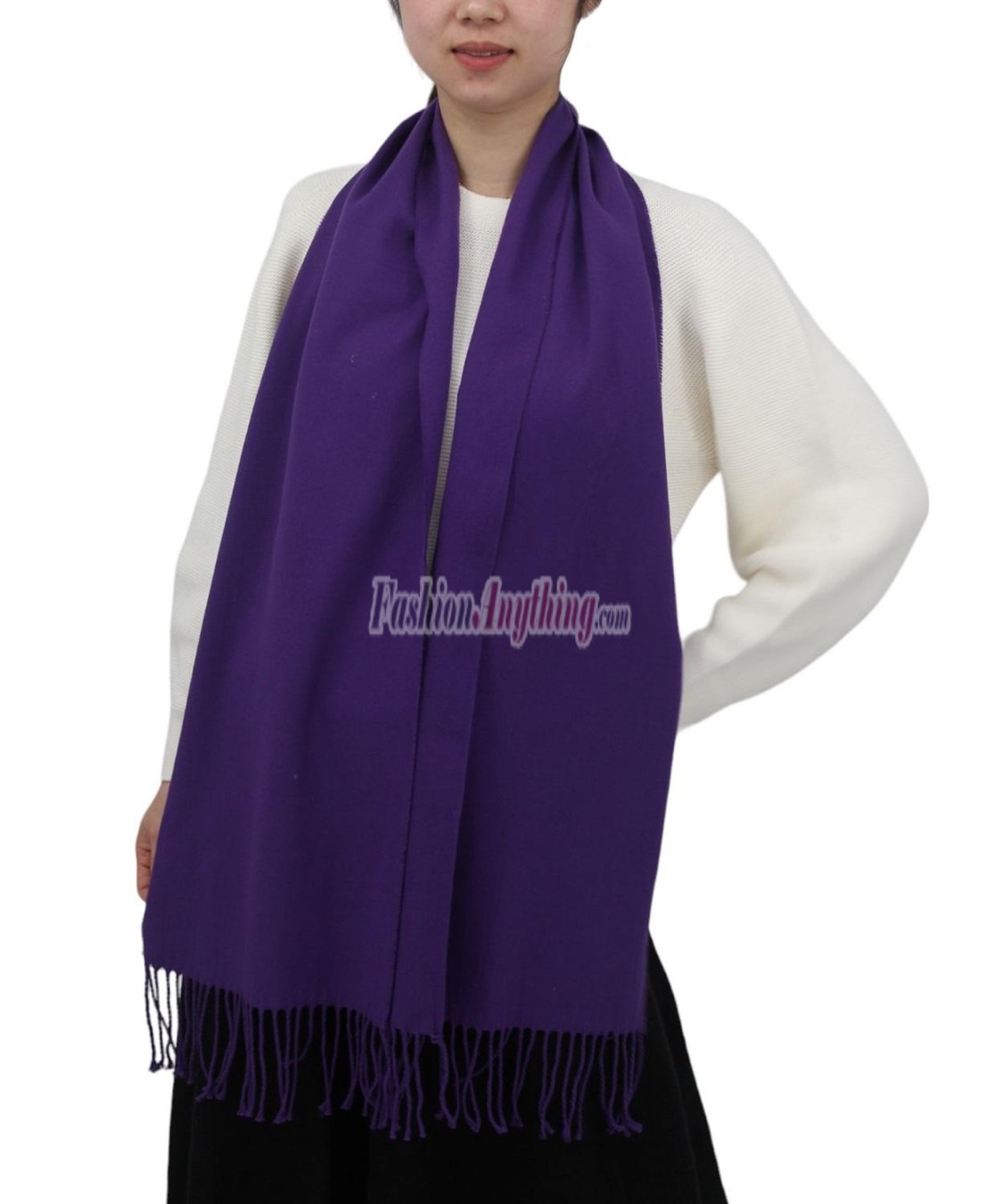 (image for) Solid Cashmere Feel Scarf Dark Purple