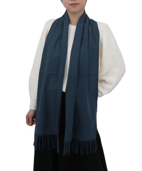 (image for) Solid Cashmere Feel Scarf Steel Blue