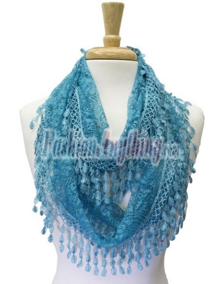 (image for) Infinity Lace Scarf Teal Blue