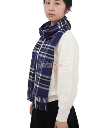 (image for) Woven Cashmere Feel Classic Scarf Navy