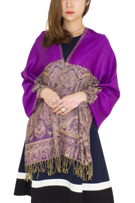 (image for) Luxury 2ply Pasiley Pashmina Purple