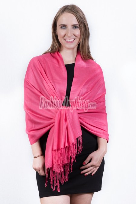 (image for) Silky Soft Solid Pashmina Scarf Hot Pink