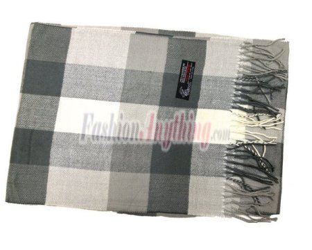 (image for) Woven Cashmere Feel Plaid Scarf Z21 Grey
