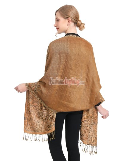 (image for) Big Paisley Thicker Pashmina Golden Brown