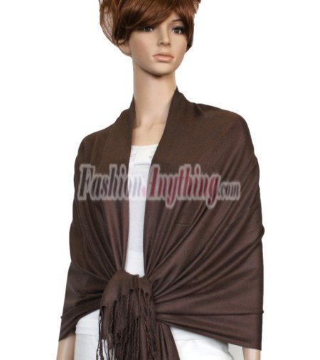 (image for) Silky Soft Solid Pashmina Scarf Dark Brown