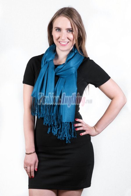 (image for) Silky Soft Solid Pashmina Scarf Ocean Blue New