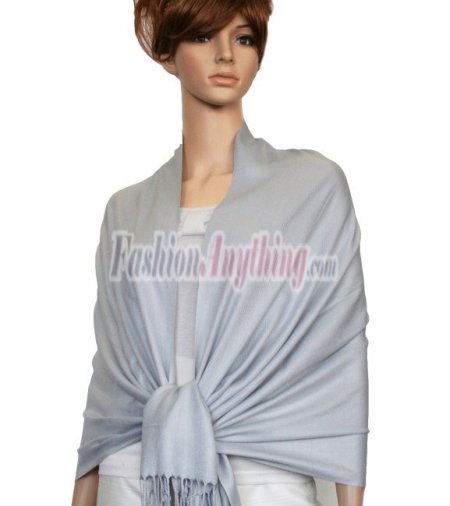 (image for) Silky Soft Solid Pashmina Scarf Light Grey