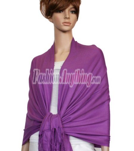 (image for) Silky Soft Solid Pashmina Scarf Violet Red