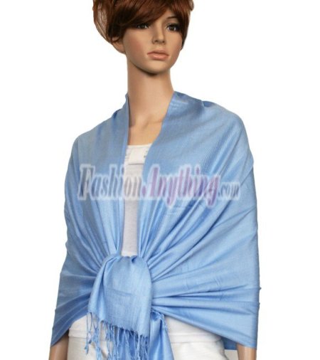 (image for) Silky Soft Solid Pashmina Scarf Light Blue