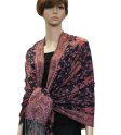 (image for) Jacquard Paisley Pashmina 2-Ply Navy w/ Rust Red