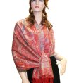 (image for) Luxury Paisley Flower Shawl Red