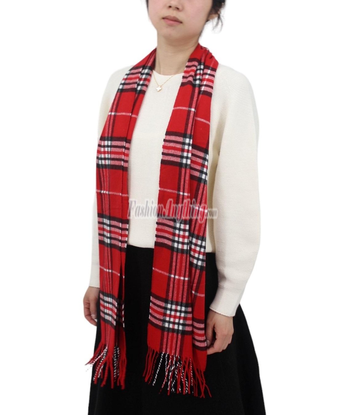 (image for) Woven Cashmere Feel Classic Scarf Red