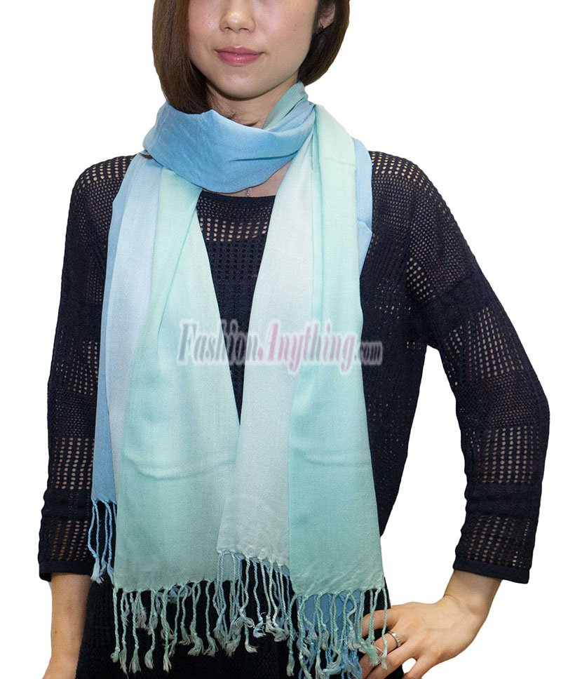 (image for) Ombre Solid Print Scarf Tiffany/Blue
