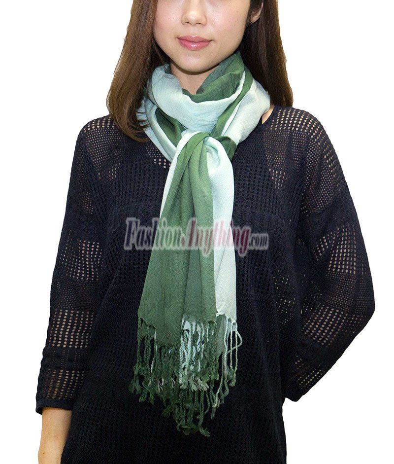 (image for) Ombre Solid Print Scarf Dark Green/Honeydew