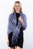 (image for) Purple Grey Solid Pashmina Label Scarf