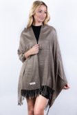 (image for) Khaki Brown Solid Pashmina Label Scarf