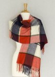 (image for) Cashmere Feel Plaid Shawl Navy / Red