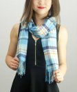 (image for) Woven Cashmere Feel Plaid Scarf Z02 Light Blue