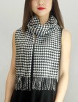 (image for) Woven Cashmere Feel Small Hounds Tooth Scarf Black/White