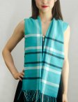 (image for) Woven Cashmere Feel Plaid Scarf Turquoise