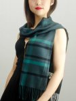 (image for) Woven Cashmere Feel Plaid Scarf Z08 Dark Green
