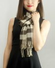 (image for) Woven Cashmere Feel Checker Scarf Z12 Brown
