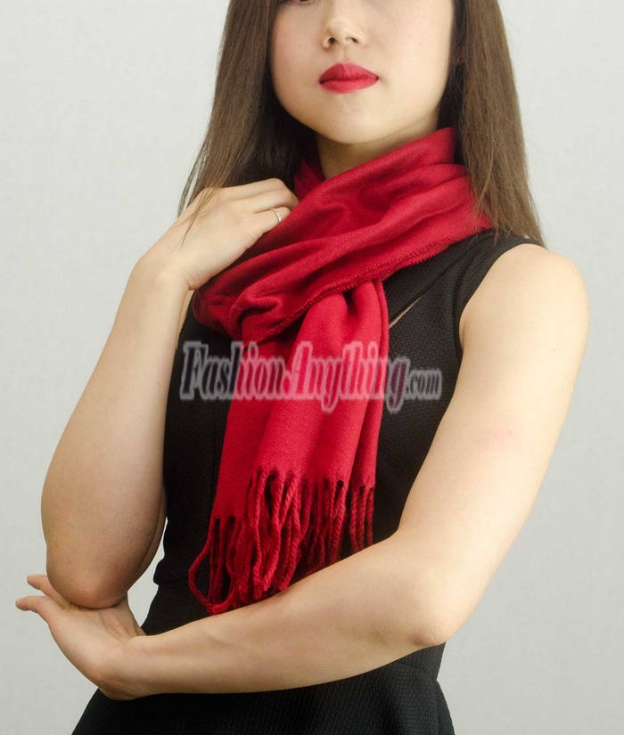 (image for) Solid Cashmere Feel Scarf Burgundy