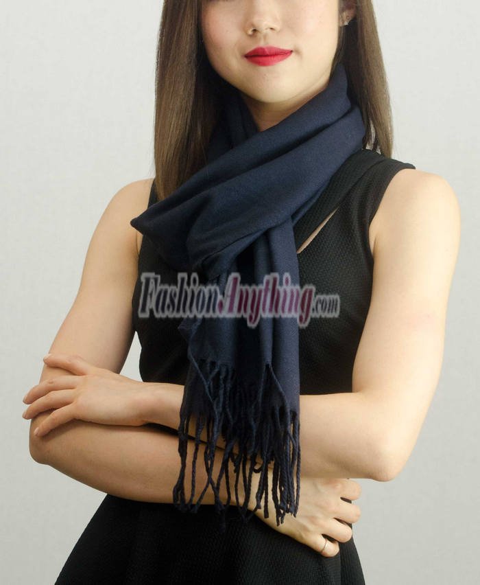 (image for) Solid Cashmere Feel Scarf Navy