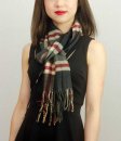 (image for) Woven Cashmere Feel Plaid Scarf Z23 Dark Grey/Wine