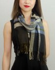 (image for) Woven Cashmere Feel Plaid Scarf Z26 Borwn/Blue