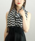 (image for) Woven Cashmere Feel Zig Zag Scarf Z30 Black / Grey