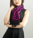(image for) Woven Cashmere Feel Zigzag Design Scarf Hot Pink