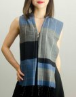 (image for) Woven Cashmere Feel Plaid Scarf Z40 Blue/Grey
