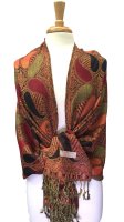(image for) Colored Paisley Scarf Red / Black