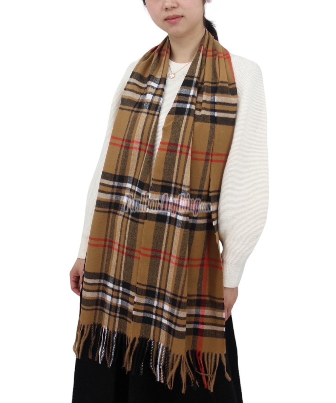 (image for) Cashmere Feel Classic Scarf Brown/Black/Red