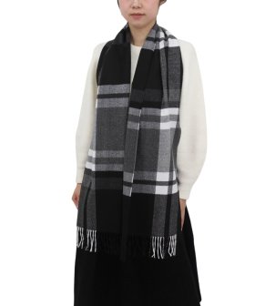 (image for) Woven Cashmere Feel Checker Scarf BK/WT