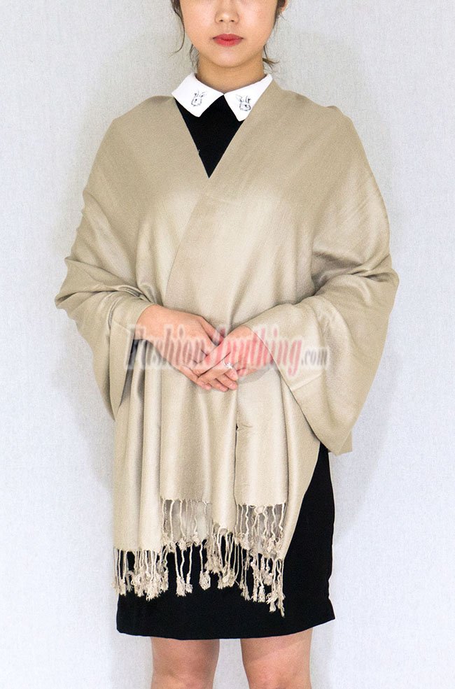 (image for) Silky Soft Solid Pashmina Scarf Khaki NEW