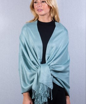 (image for) Silky Soft Solid Pashmina Scarf Powder Blue