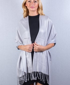 (image for) Silky Soft Solid Pashmina Scarf Light Grey