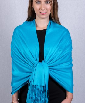 (image for) Silky Soft Solid Pashmina Scarf Bright Blue