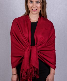 (image for) Silky Soft Solid Pashmina Scarf Burgundy