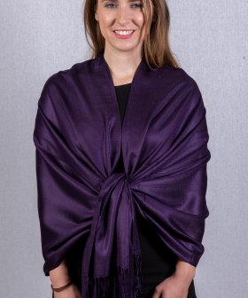 (image for) Silky Soft Solid Pashmina Scarf Dark Eggplant