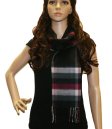 (image for) Woven Cashmere Feel Plaid Scarf #28-07 Black/Wine