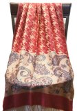 (image for) Paisley Hounds Tooth Scarf Red w/ Tan
