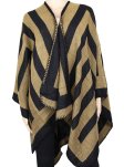 (image for) Checker Wool Blended Blanket Poncho Beige / Black