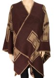 (image for) Wool Blended Blanket Poncho Brown