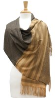 (image for) Cashmere Feel Striped Shawl Brown / Camel