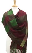 (image for) Cashmere Feel Half Mega Check Shawl Berry / Brown
